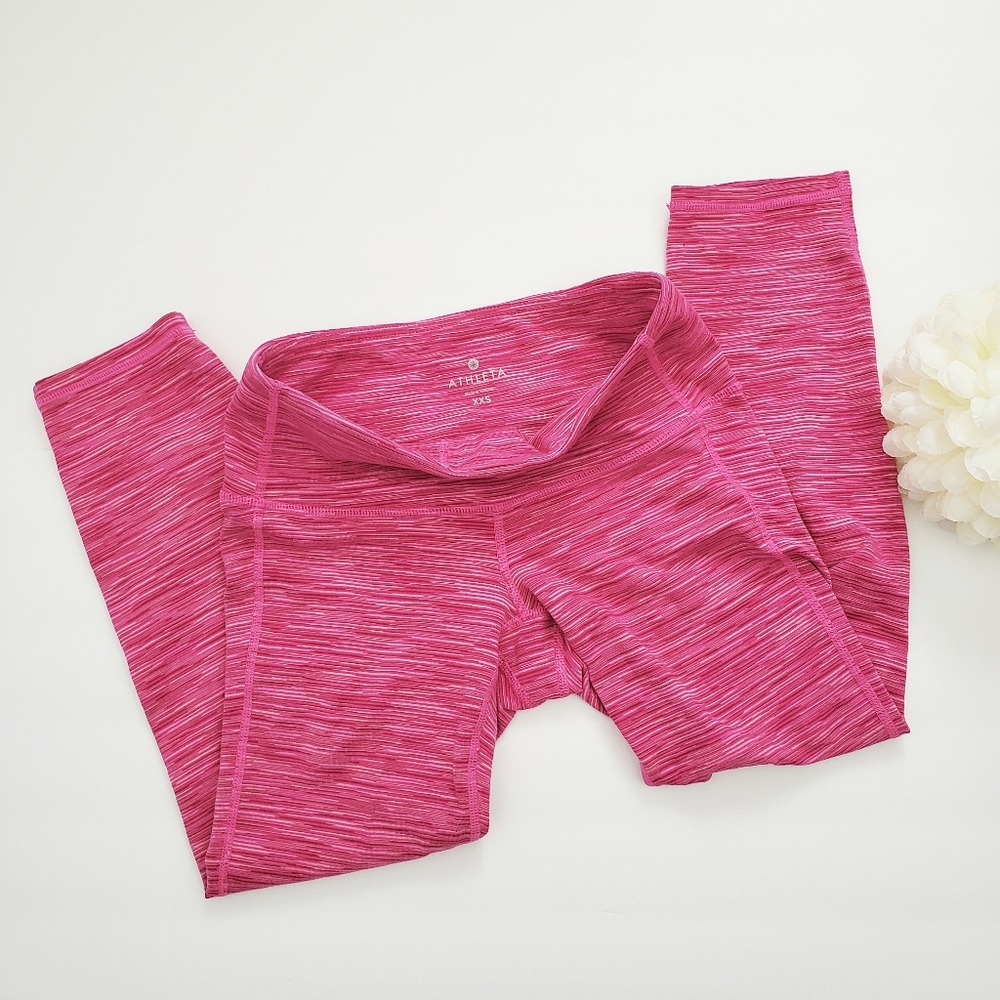 Athleta Chaturanga Capri Leggings Pink Space Dye Size XXS